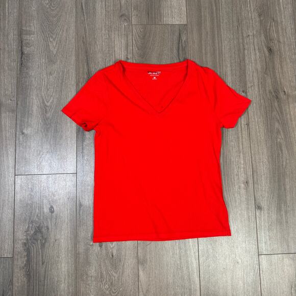 J.Crew Vintage Jersey Classic V-Neck Tee WMNS XS Red Short Sleeve Pullover BY361 - Picture 2 of 7